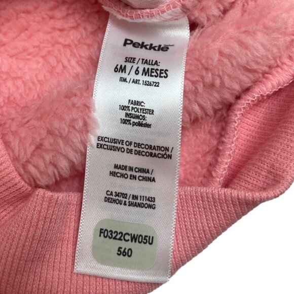Pekkie Baby Girls Pink Zebra Fleece Sweatshirt - Size 6M - Picture 6 of 6